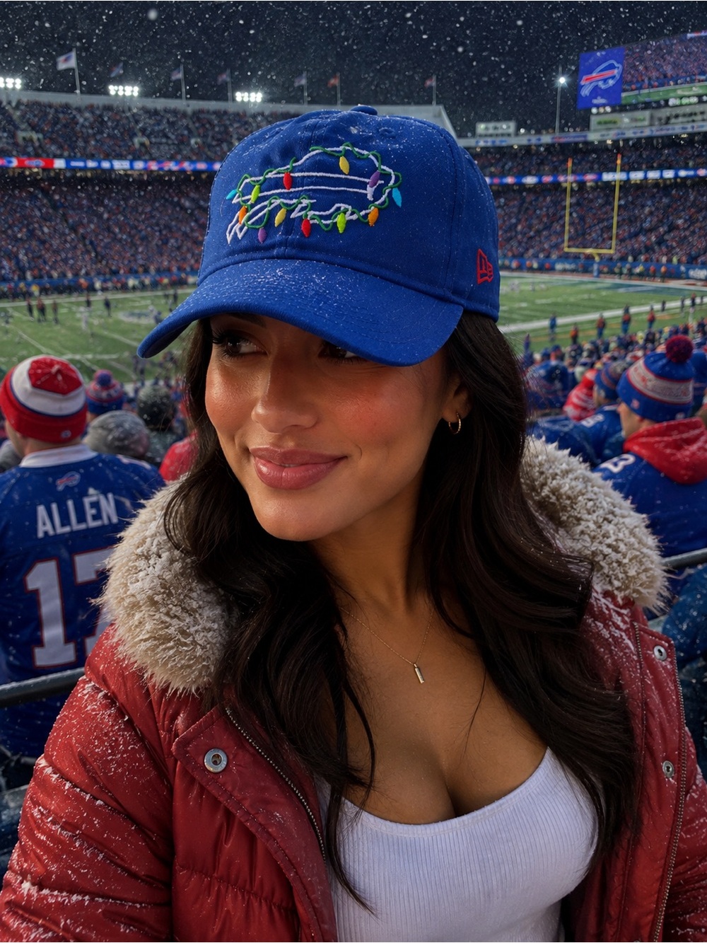 NWT New Era Royal Blue Buffalo Bills Cap Multicolor Holiday Lights